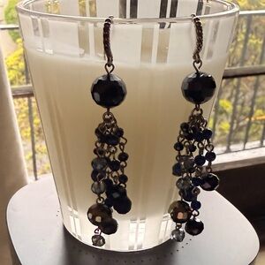 Crystal Beaded Drop earrings set in silver
